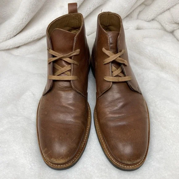 Chukka Bacco Bucci Sheep Skin Studio Brown Leather Ankle Dress Shoe Boots Men 10